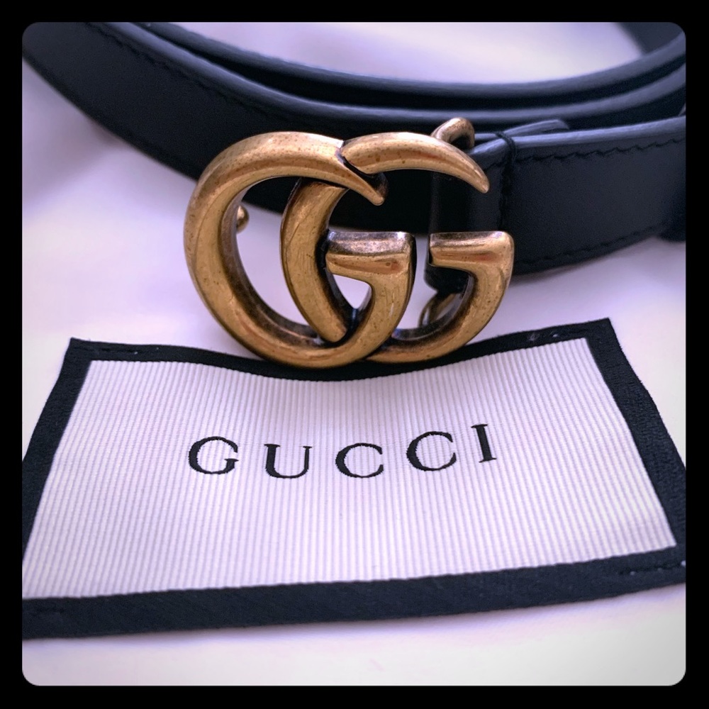 Gucci Marmont Black Skinny Belt